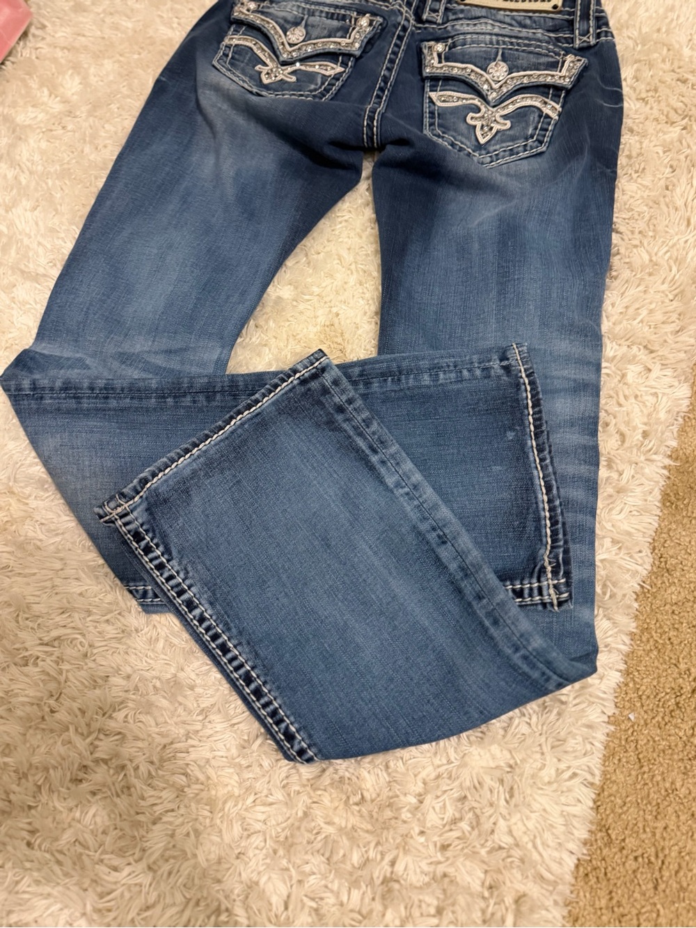 Rock Revival Blue Embroidered Back-Pocket Boot Cut Jeans